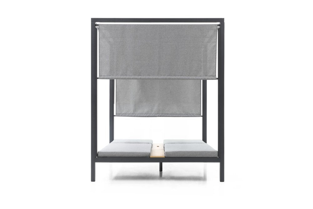 Gray aluminum outdoor gazebo shade structure