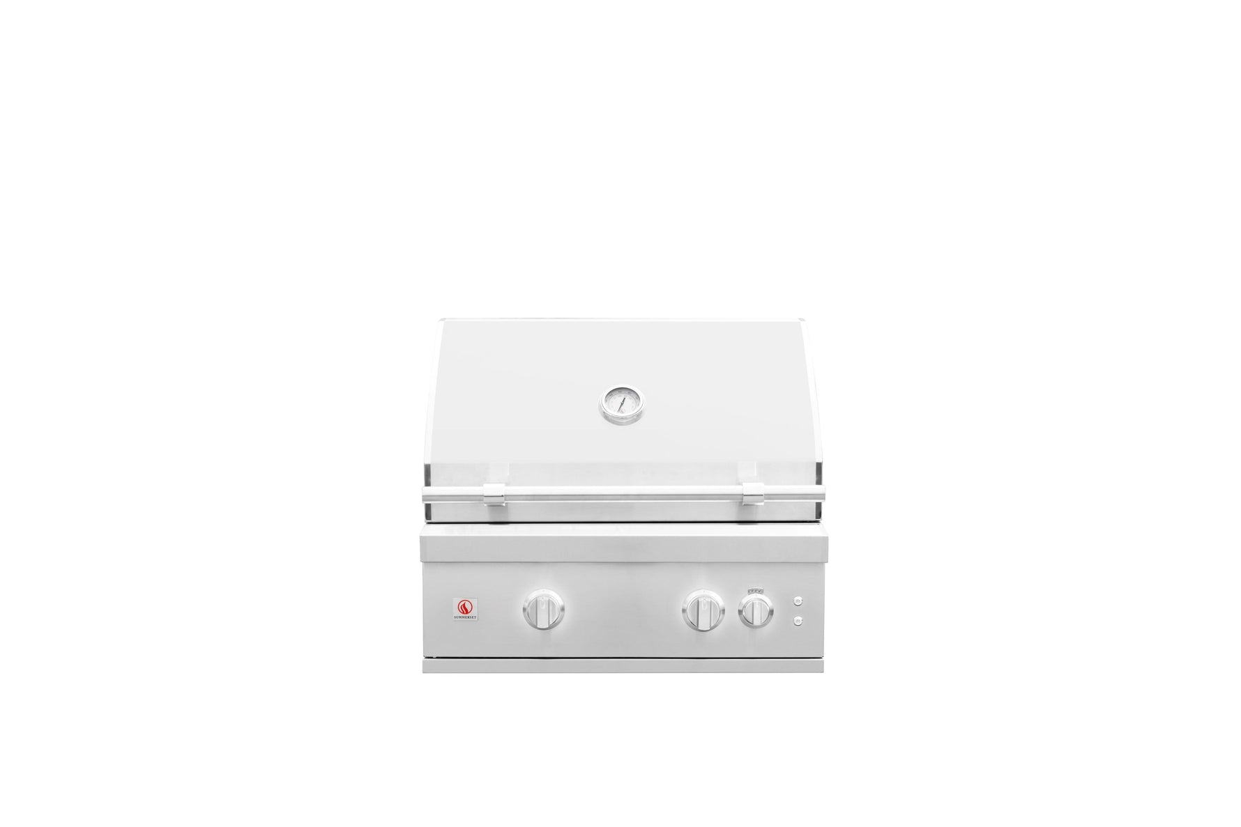 Summerset 30-inch Quest built-in gas grill closed hood view with stainless steel construction