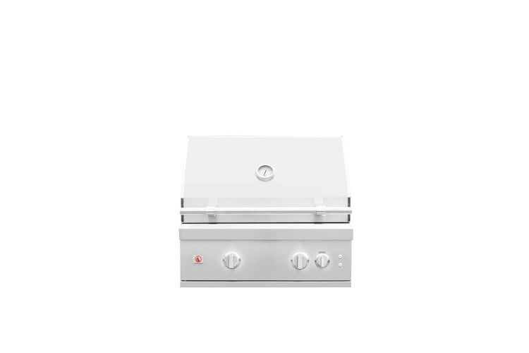 Summerset 30-inch Quest built-in gas grill closed hood view with stainless steel construction