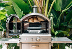 Summerset outdoor oven open door view showing pizza stone interior