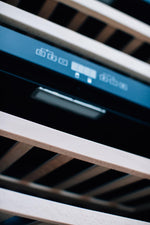 Summerset wine cooler interior racks and digital temperature control detail