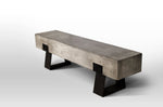 HomeRoots 75-inch gray and black metal and concrete indoor outdoor bench - hero