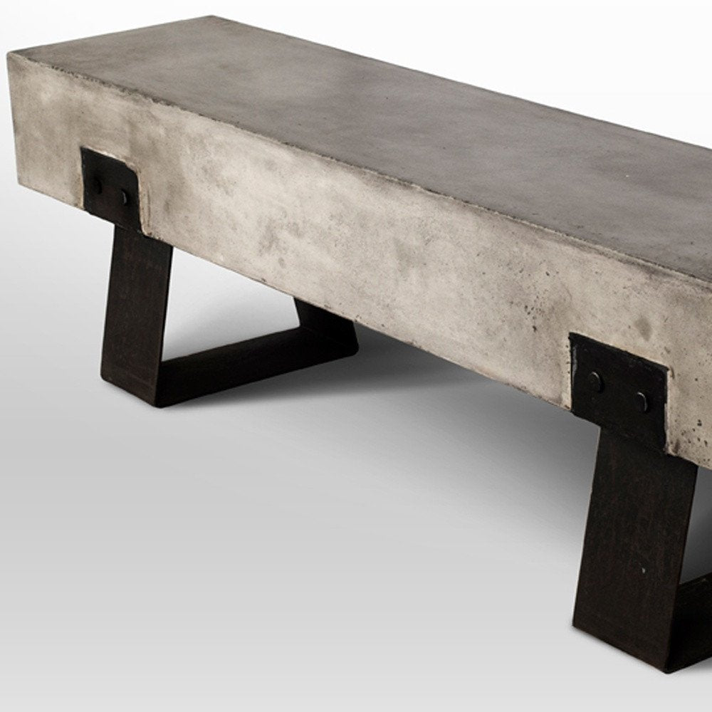 HomeRoots 75-inch metal concrete bench - alternate view 2