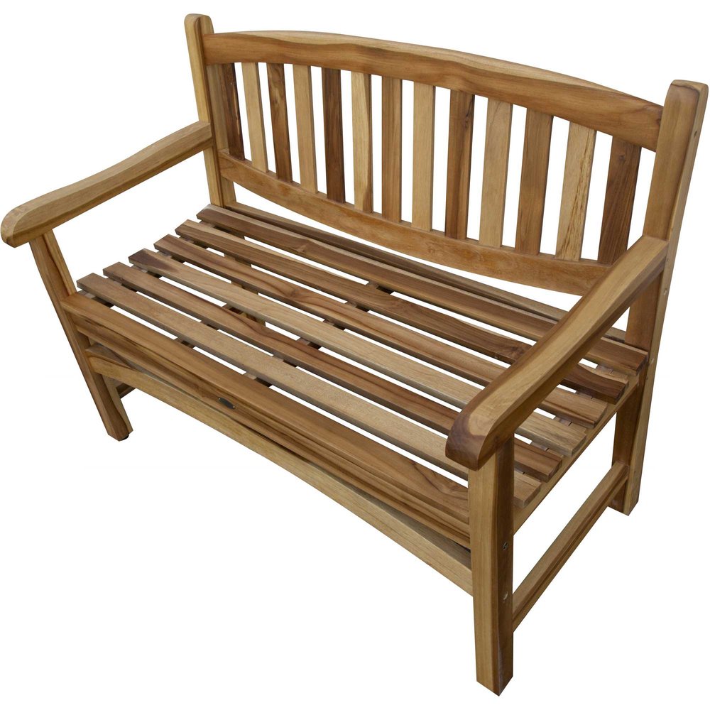 HomeRoots 26-inch natural teak solid wood garden bench - hero