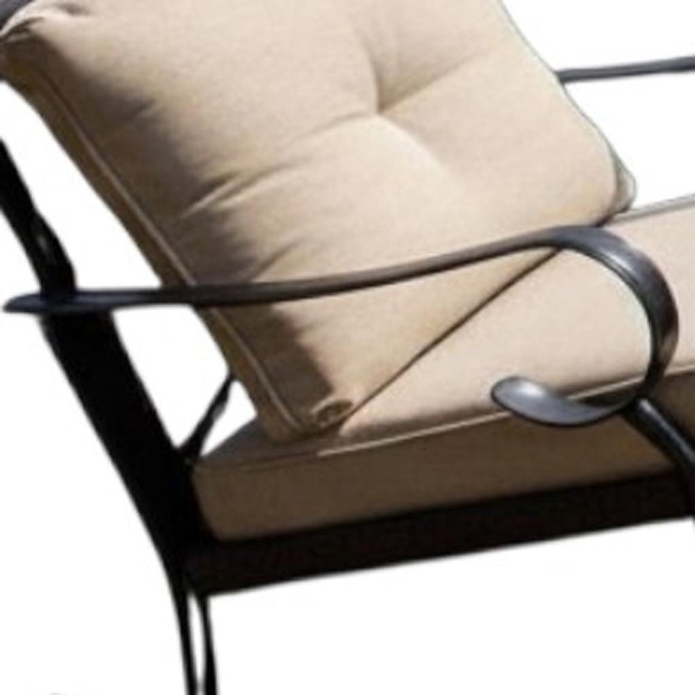 HomeRoots Five Piece Black and Beige Metal Sofa Seating Group with Table
