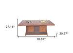HomeRoots brown wicker gas fire pit table with ice bucket — alternate view 5