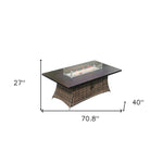 HomeRoots Brown Wicker Outdoor Patio Gas Fire Pit Table — close-up detail