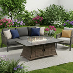 HomeRoots Brown Wicker Outdoor Patio Gas Fire Pit Table — alternate angle