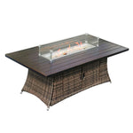 HomeRoots Brown Wicker Outdoor Patio Gas Fire Pit Table — angle view