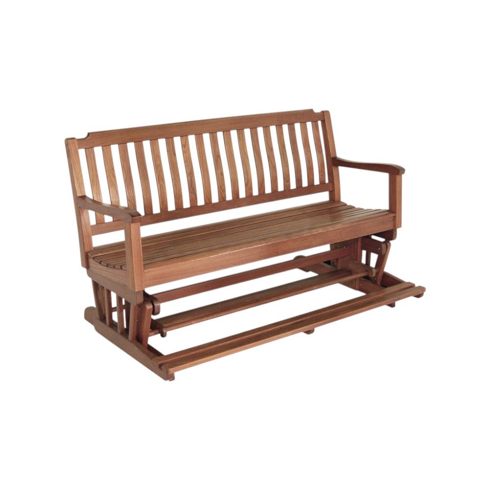 HomeRoots 60" Brown Solid Teak Outdoor Glider Bench