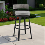HomeRoots 38-inch light gray metal swivel bar height chair with footrest - hero