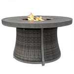 HomeRoots 50000 BTU 42-inch Gray Aluminum And Rattan Propane Round Fire Pit Table — alternate angle