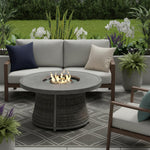 HomeRoots 50000 BTU 42-inch Gray Aluminum And Rattan Propane Round Fire Pit Table — further detail