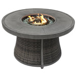 HomeRoots 50000 BTU 42-inch Gray Aluminum And Rattan Propane Round Fire Pit Table — detail view