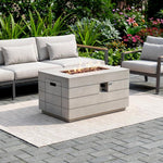 HomeRoots 28-inch gray aluminum natural gas rectangular fire pit table with cover - hero