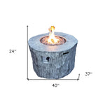 HomeRoots 50000 BTU 40-inch Gray Aluminum Natural Gas Round Fire Pit Table — further detail