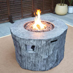 HomeRoots 50000 BTU 40-inch Gray Aluminum Natural Gas Round Fire Pit Table — angle view