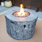 HomeRoots 50000 BTU 40-inch Gray Aluminum Natural Gas Round Fire Pit Table — side profile view