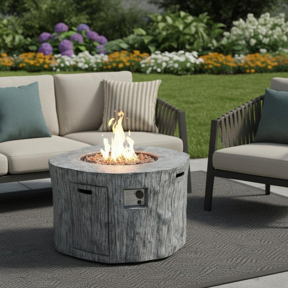 HomeRoots 50000 BTU 40-inch Gray Aluminum Natural Gas Round Fire Pit Table — alternate view 8