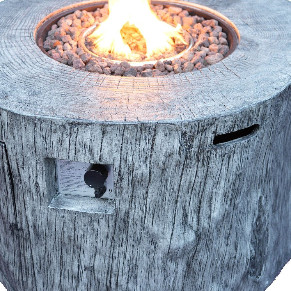 HomeRoots 50000 BTU 40-inch Gray Aluminum Natural Gas Round Fire Pit Table — alternate angle