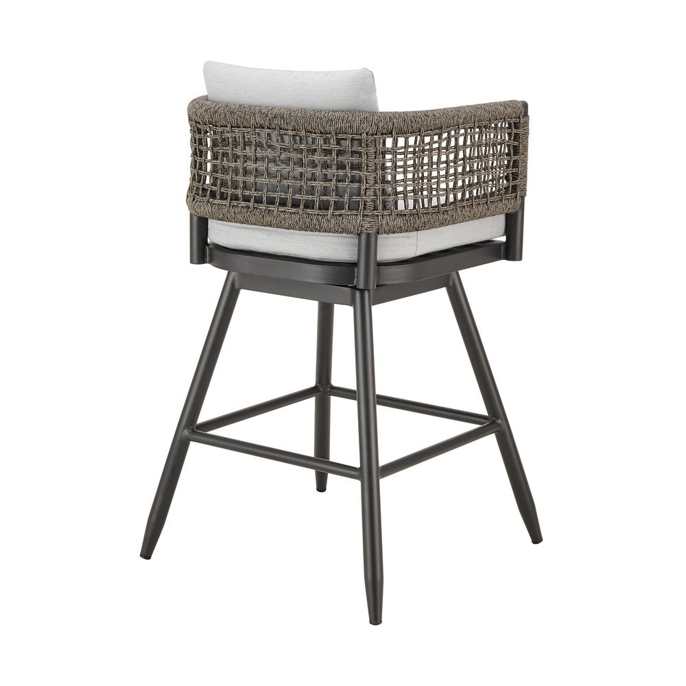 HomeRoots 30-inch aluminum swivel rope-back bar chair - alternate view 4