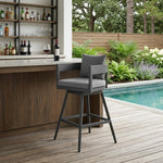 HomeRoots 34-inch dark gray metal swivel counter-height bar chair with footrest - hero