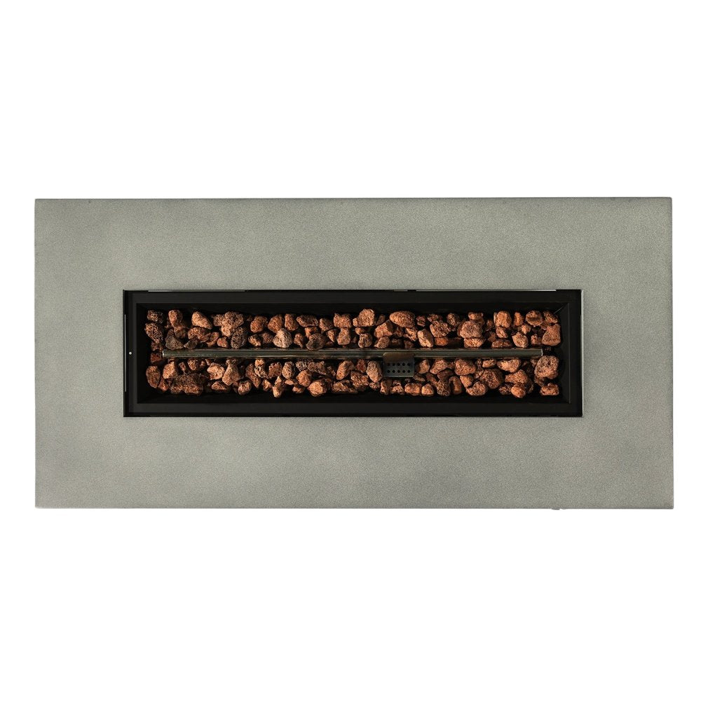 HomeRoots 50000 BTU 42" Gray Steel Propane Rectangular Fire Pit With Cover