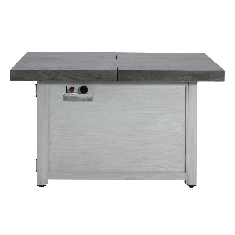 HomeRoots 50000 BTU 45" Gray Aluminum Propane Rectangular Fire Pit With Cover