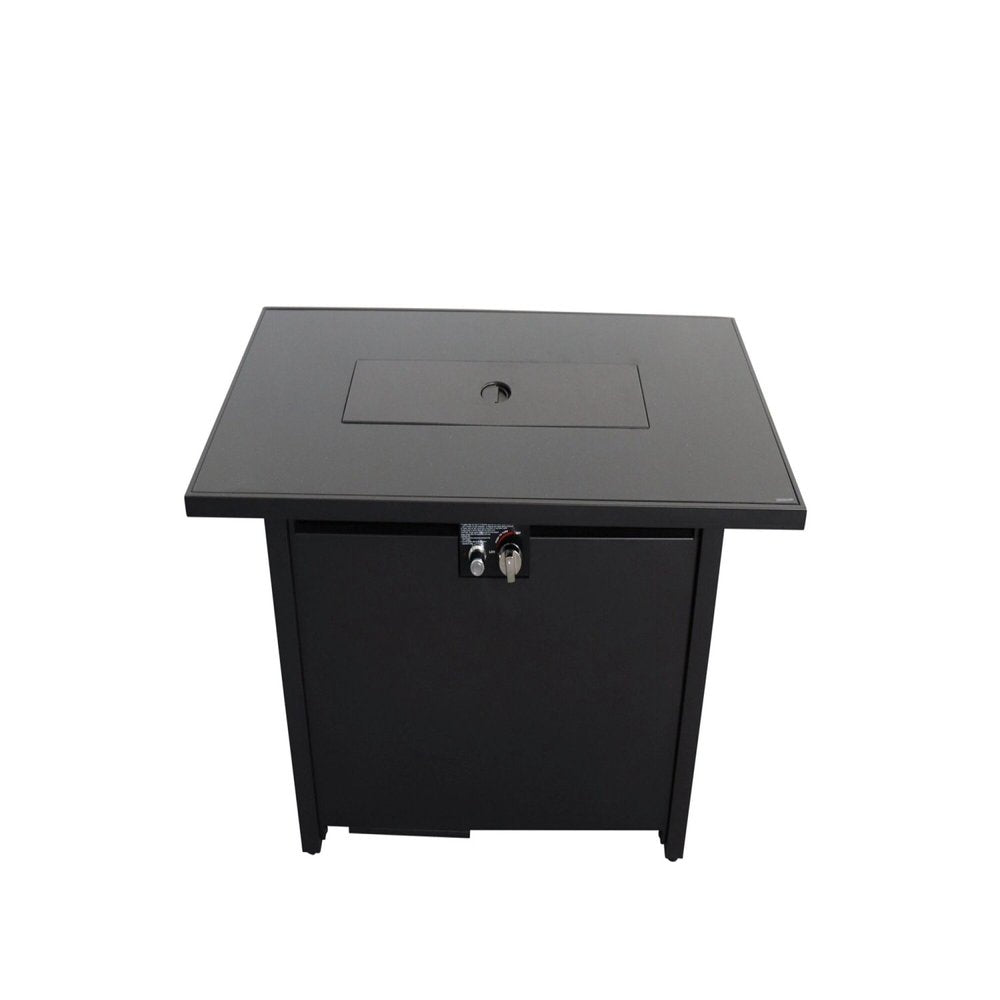 HomeRoots 40000 BTU 43" Black Steel Propane Rectangular Fire Pit With Cover