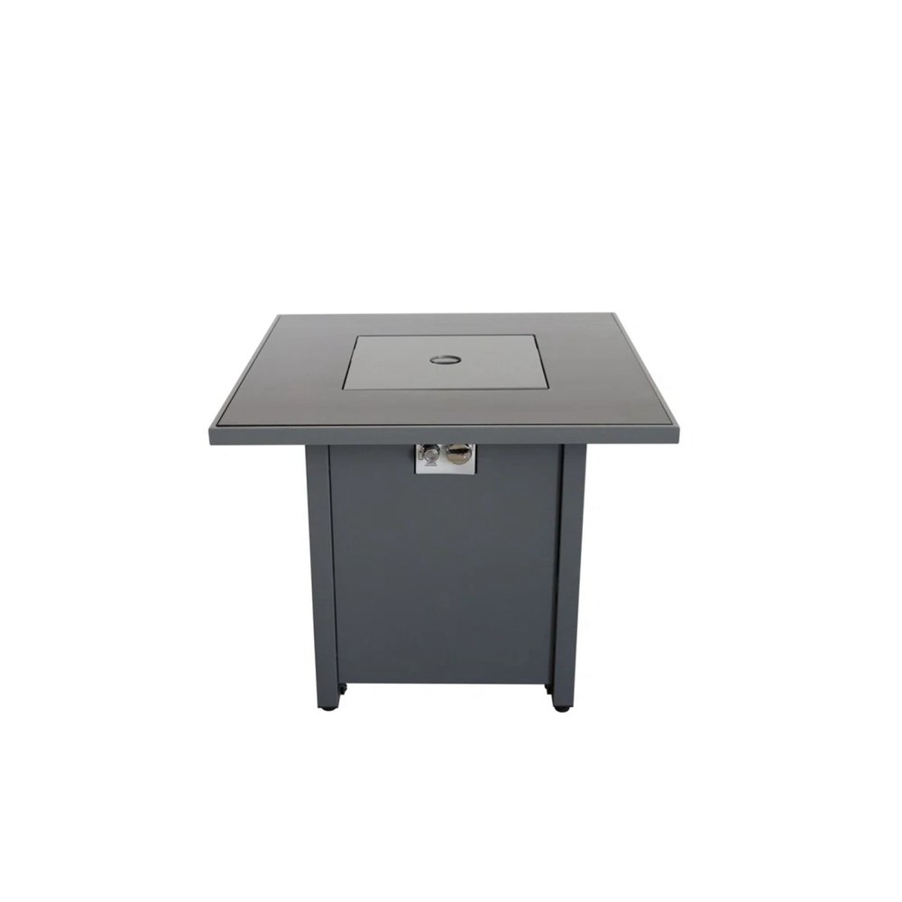 HomeRoots 50000 BTU 30" Black Steel Propane Square Fire Pit With Cover