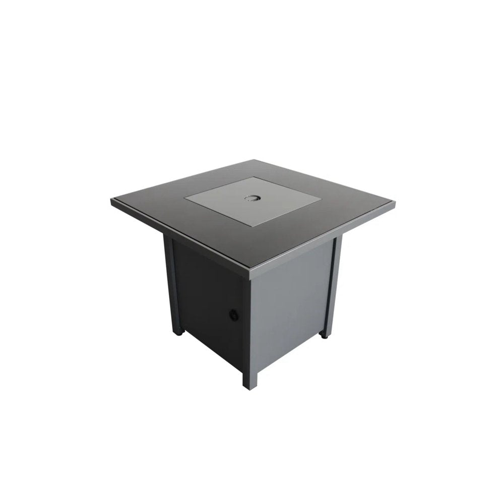 HomeRoots 50000 BTU 30" Black Steel Propane Square Fire Pit With Cover