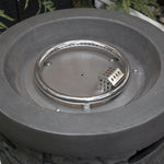 HomeRoots 26-inch gray magnesium oxide propane round fire pit with cover - hero