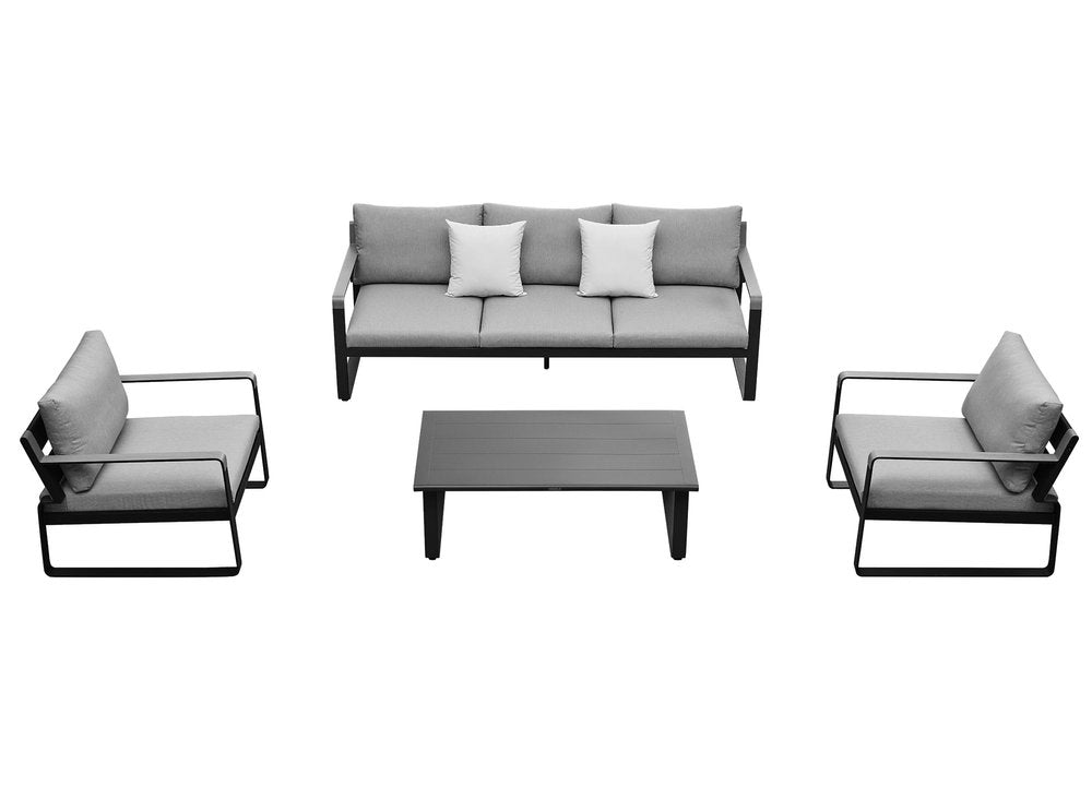HomeRoots Four Piece Black Metal Outdoor Patio Set with Table