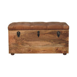 HomeRoots 35-inch brown solid wood storage bench - hero