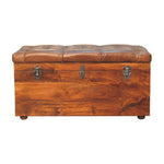 HomeRoots 35-inch brown solid wood storage bench - hero