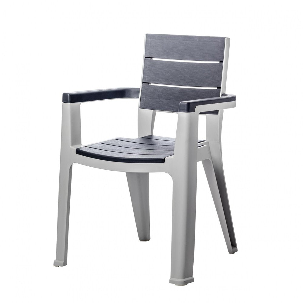 HomeRoots Nine Piece Gray Plastic Outdoor Patio Set with Table