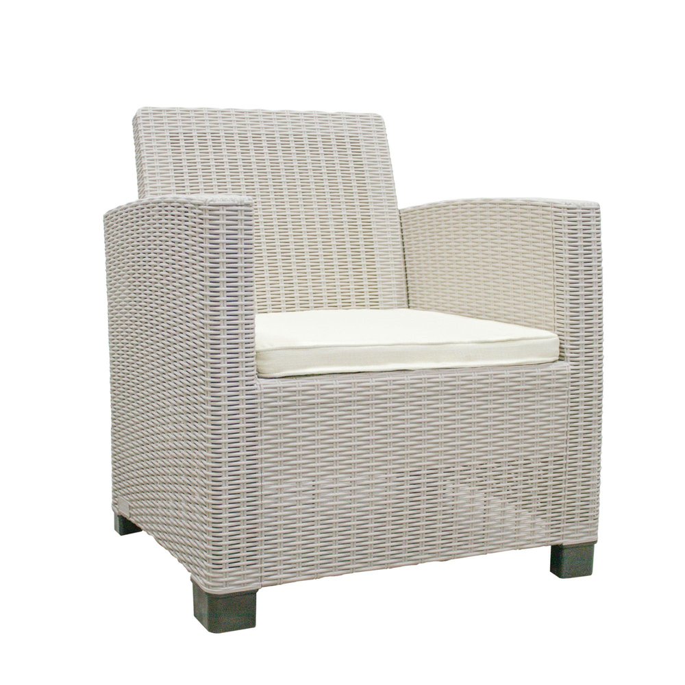 HomeRoots Three Piece Taupe and Beige Plastic Upholstered Cushions Two Person Seating Group with Table