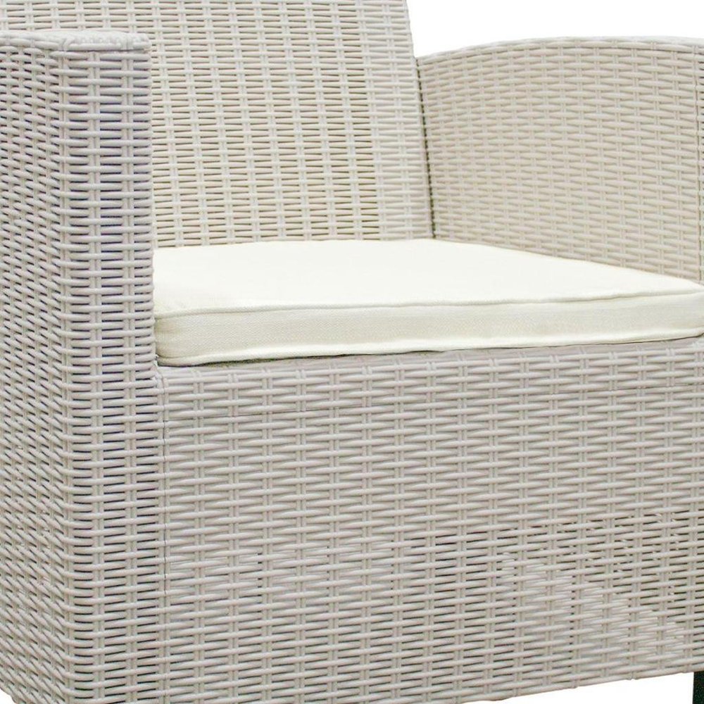 HomeRoots Three Piece Taupe and Beige Plastic Upholstered Cushions Two Person Seating Group with Table