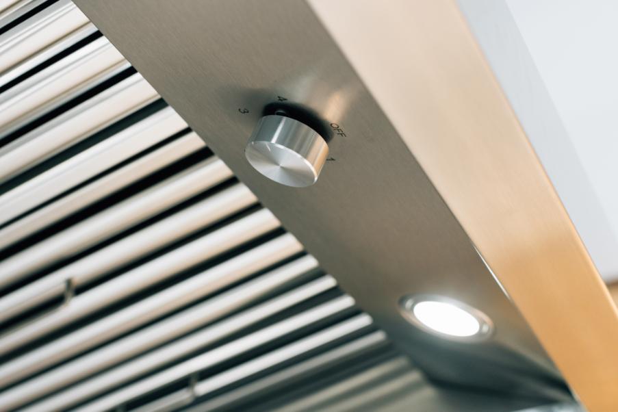 Summerset vent hood lighting and 3-speed control panel detail