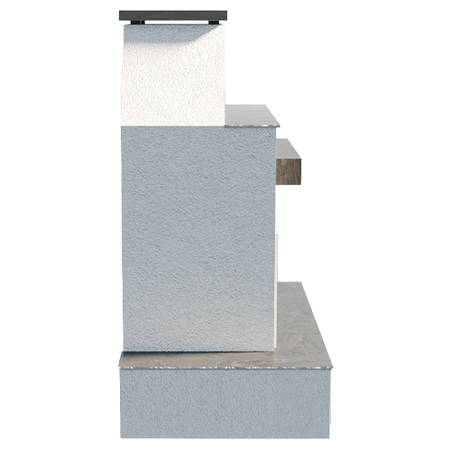 Cal Flame Key West FRP-905-3 outdoor gas fireplace side profile view