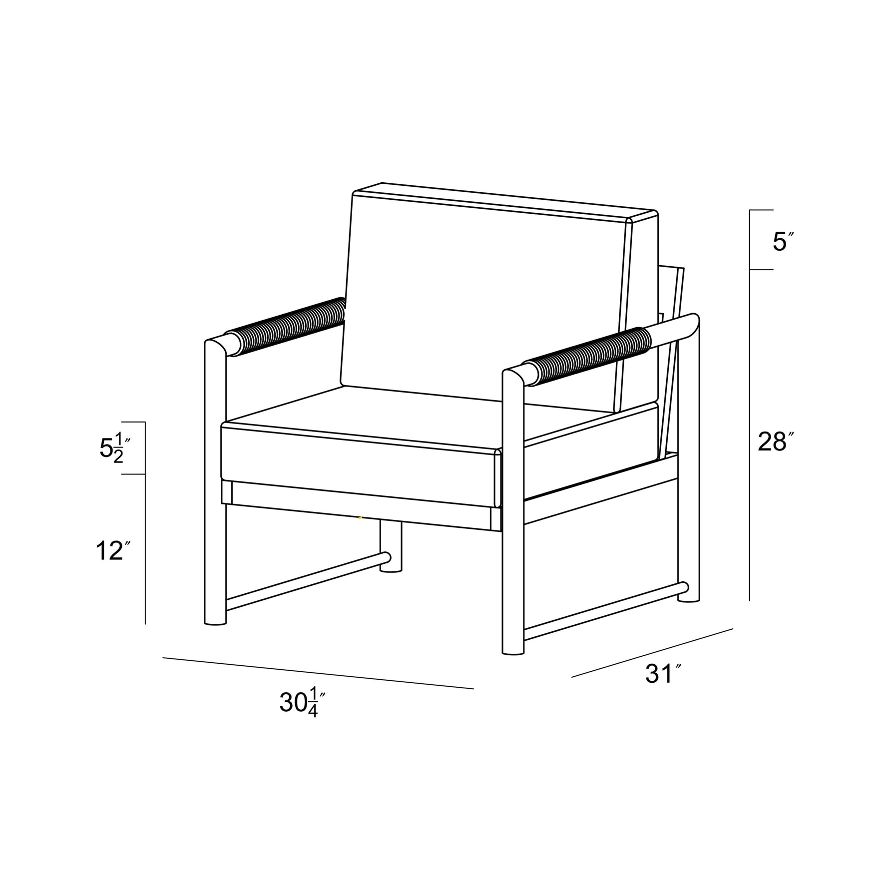 Alto Club Chair dimensions