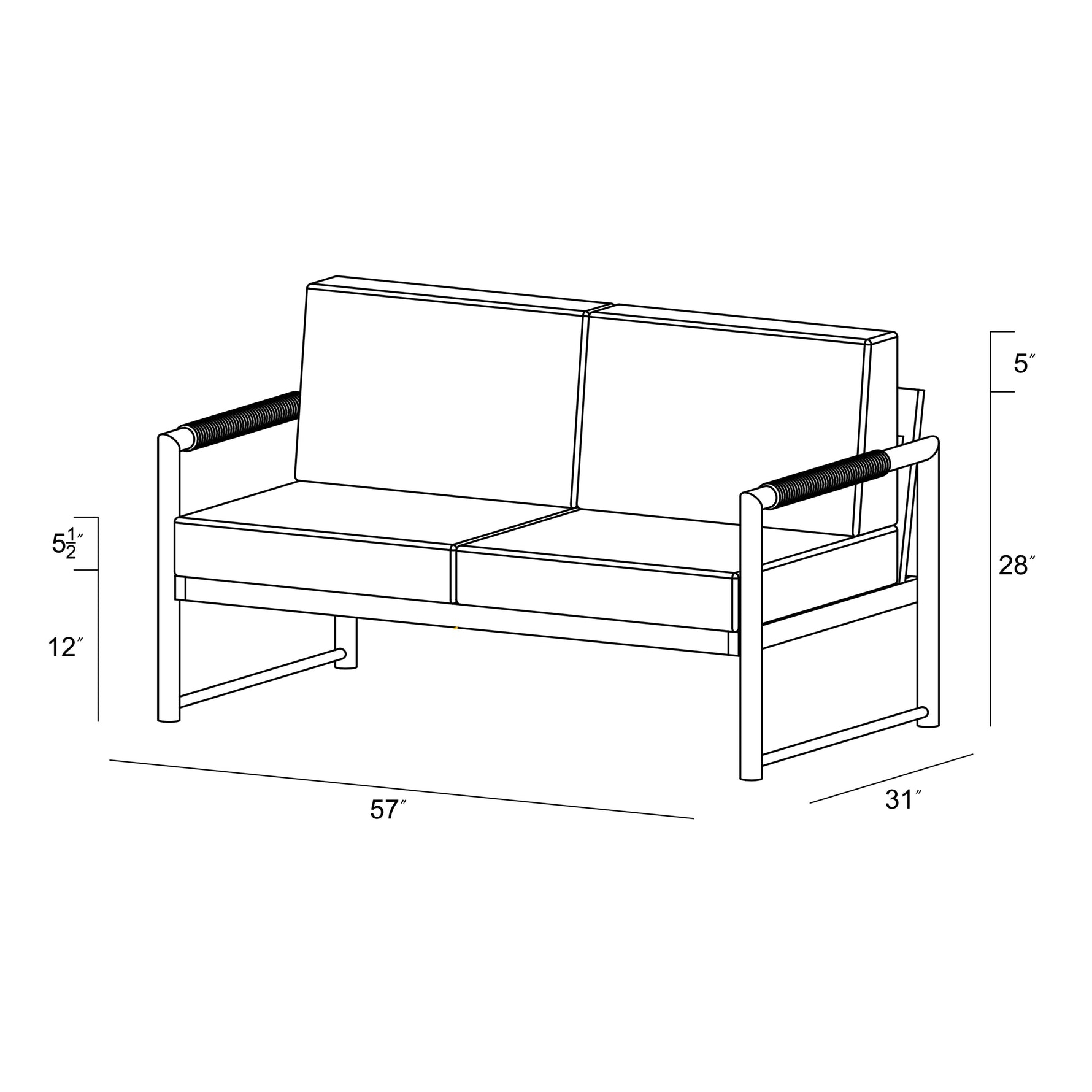 Alto Loveseat dimensions