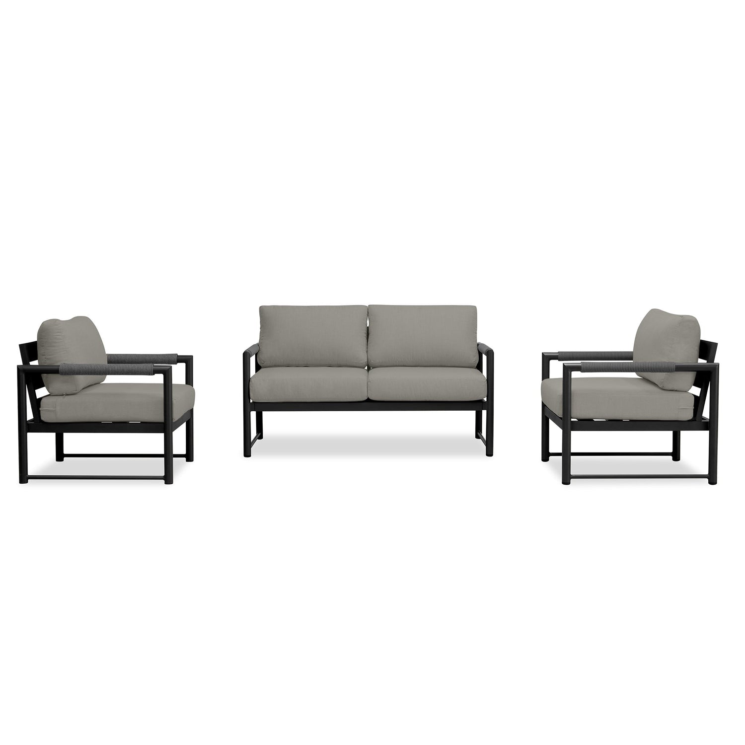 Alto 3-Piece Loveseat Set Black Canvas Charcoal