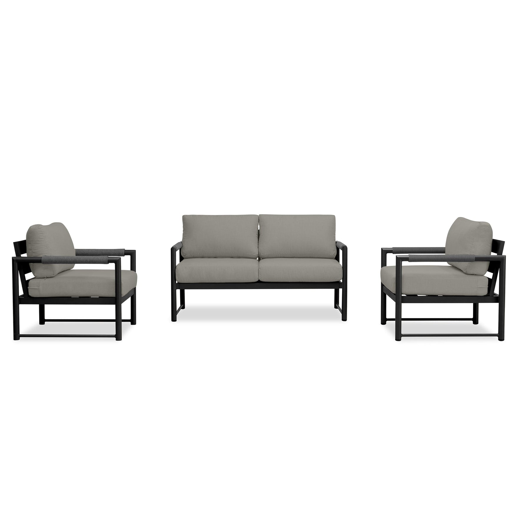 Alto 3-Piece Loveseat Set Black Canvas Charcoal