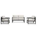 Alto 3-Piece Loveseat Set Black Cast Silver