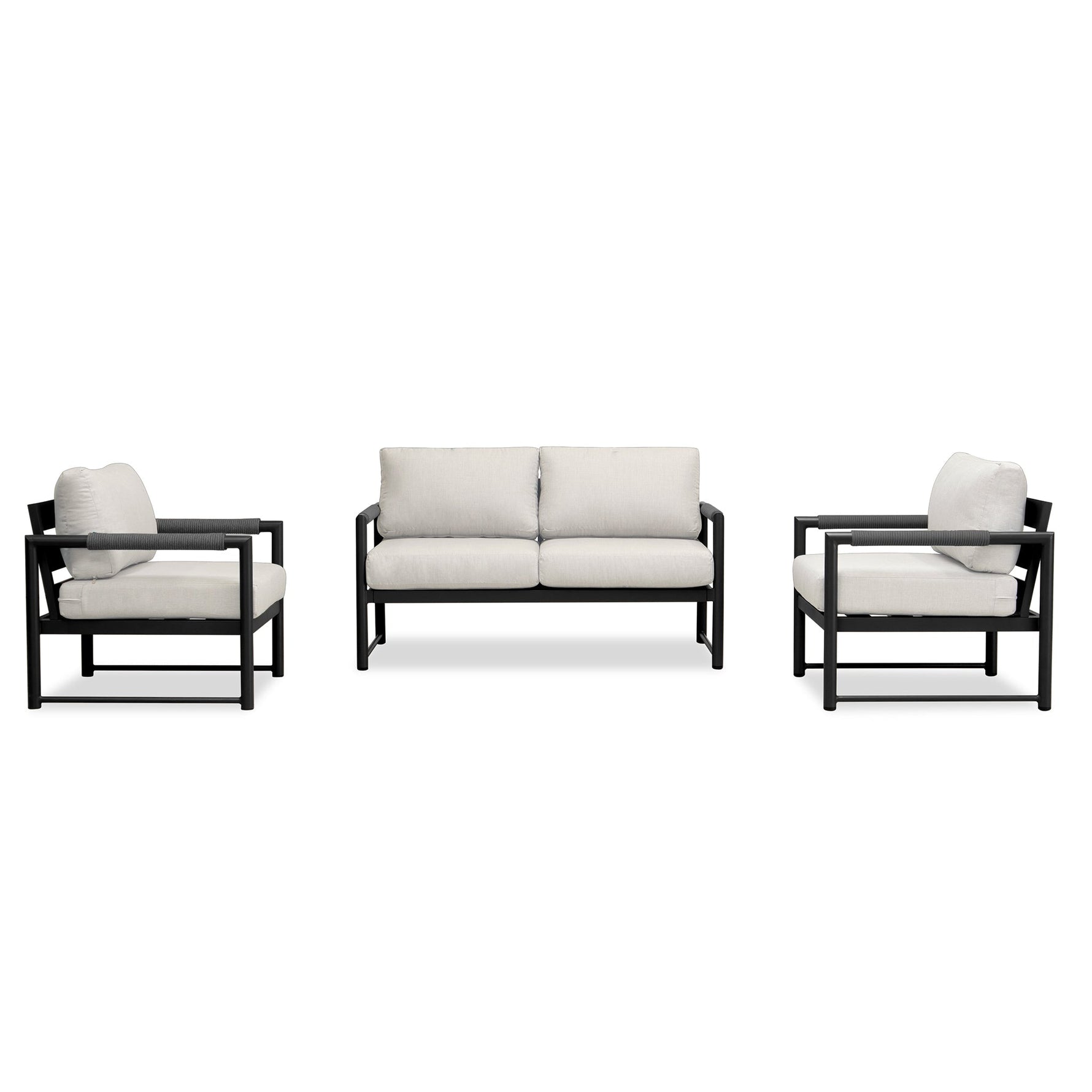 Alto 3-Piece Loveseat Set Black Cast Silver