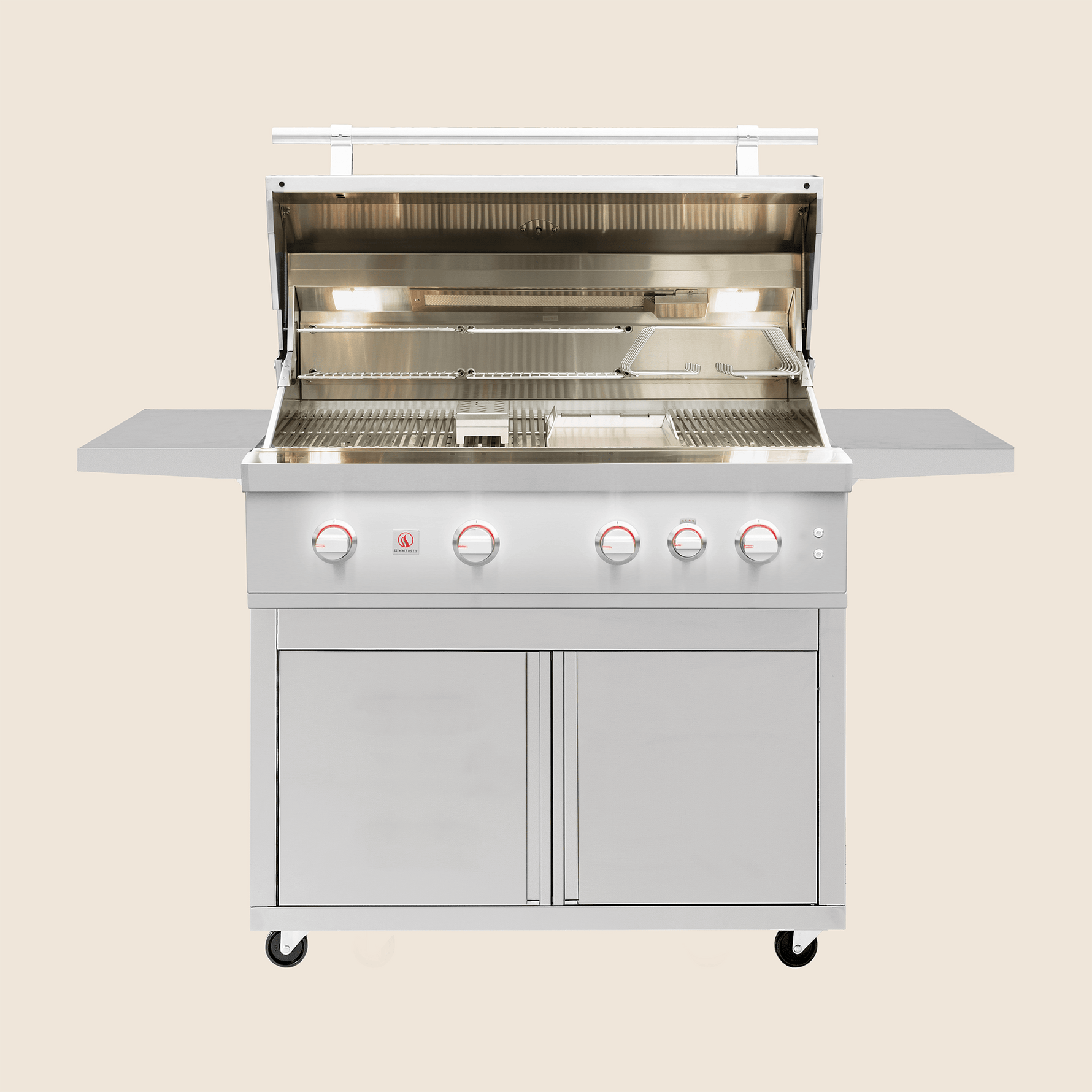 Summerset 42-inch Quest deluxe grill cart — open storage view