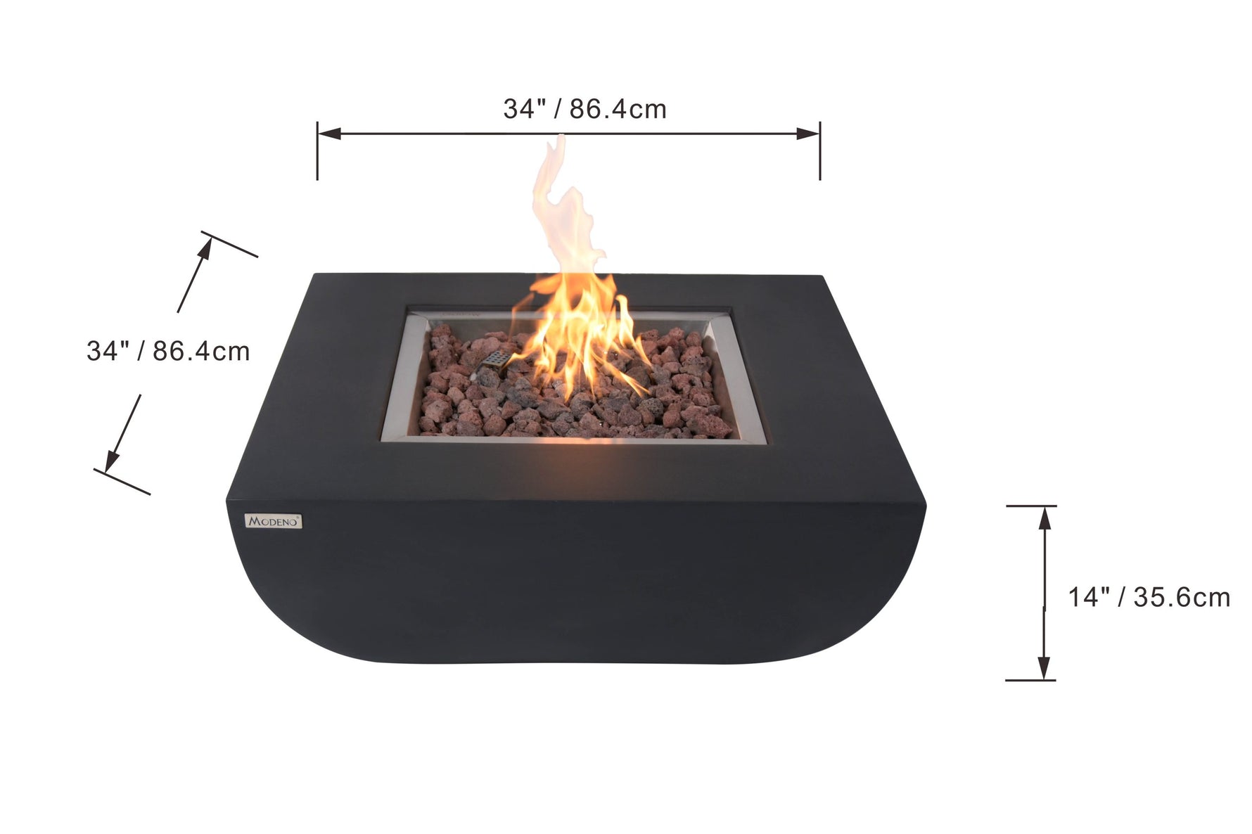 Modeno Aurora fire table detail
