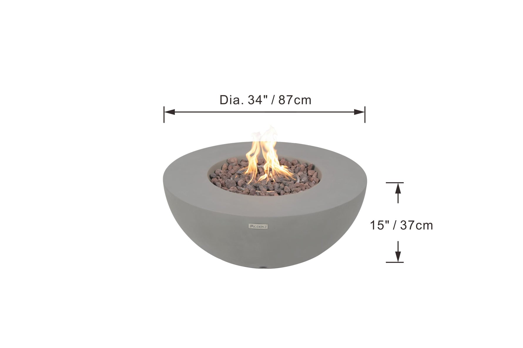 Modeno Roca fire table detail