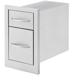 Cal Flame 2-Drawer Deep Storage closed view stainless steel BBQ island utility drawers